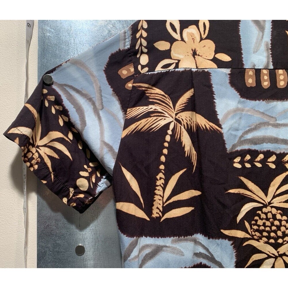 Vintage KALAHEO Hawaiian Tribal Floral Button Shirt Size M Made in Hawaii USA - Picture 6 of 15